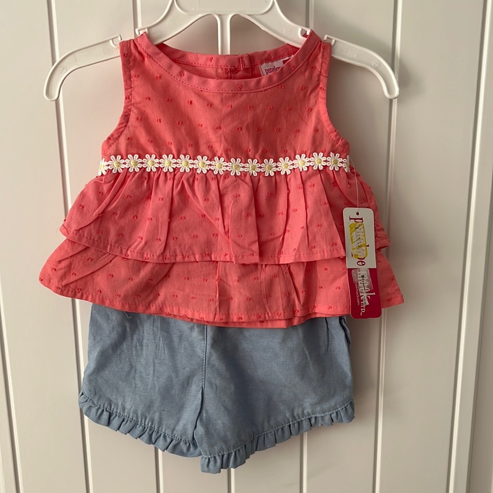 Penelope Mack Baby Girl Outfit Shirt and Shorts 12 months NWT